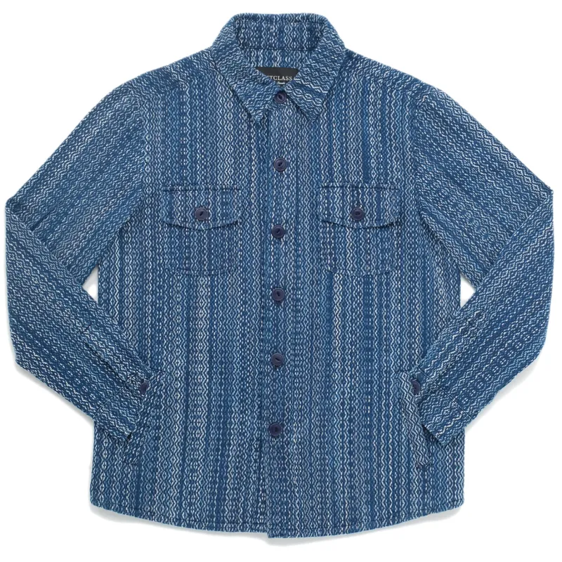 Indigo Sashiko Overshirt sold by Outclass