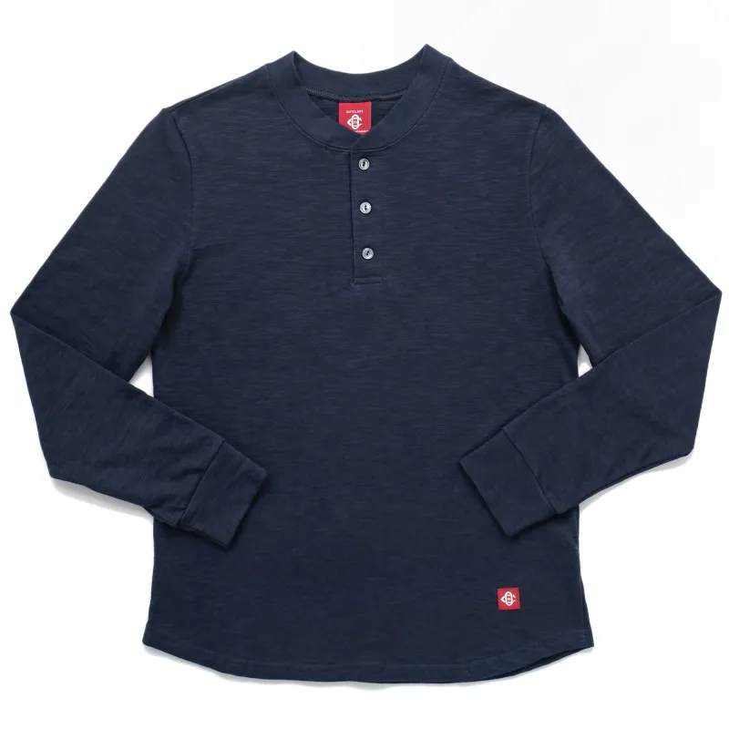 Navy Double Slub L/S Henley sold by Outclass
