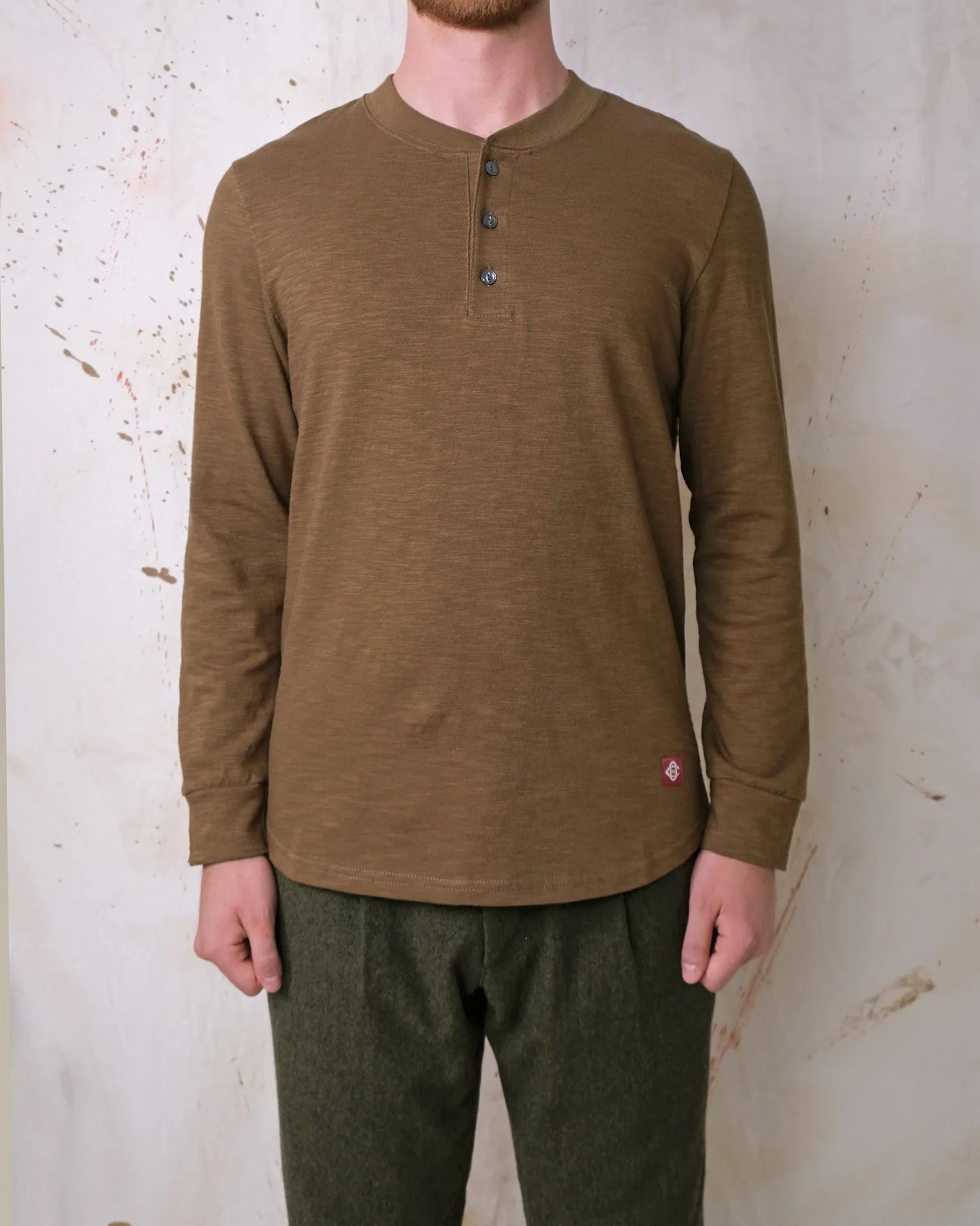 Olive Double Slub L/S Henley sold by Outclass product image thumbnail 2