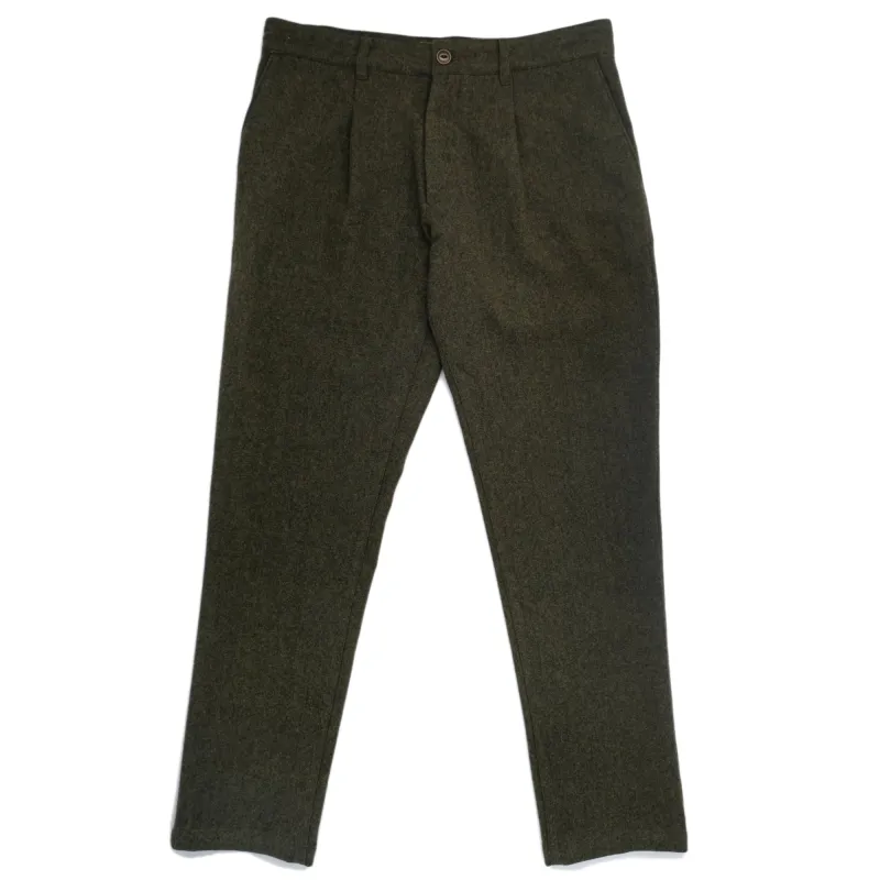 Olive Washable Wool Pleated Pant sold by Outclass