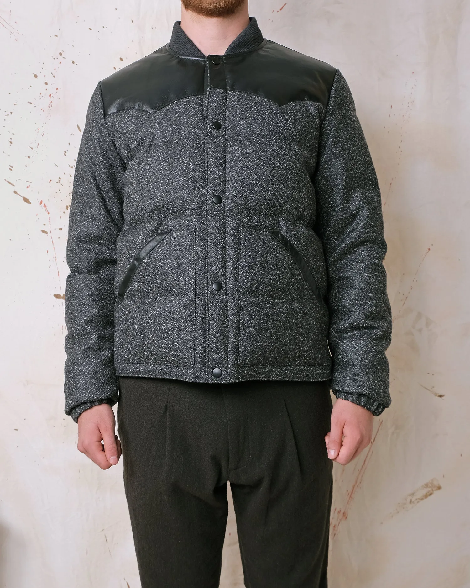 Black Marl Wool Down Jacket sold by Outclass product image thumbnail 2