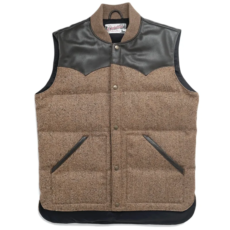 Brown Marl Wool Down Vest sold by Outclass
