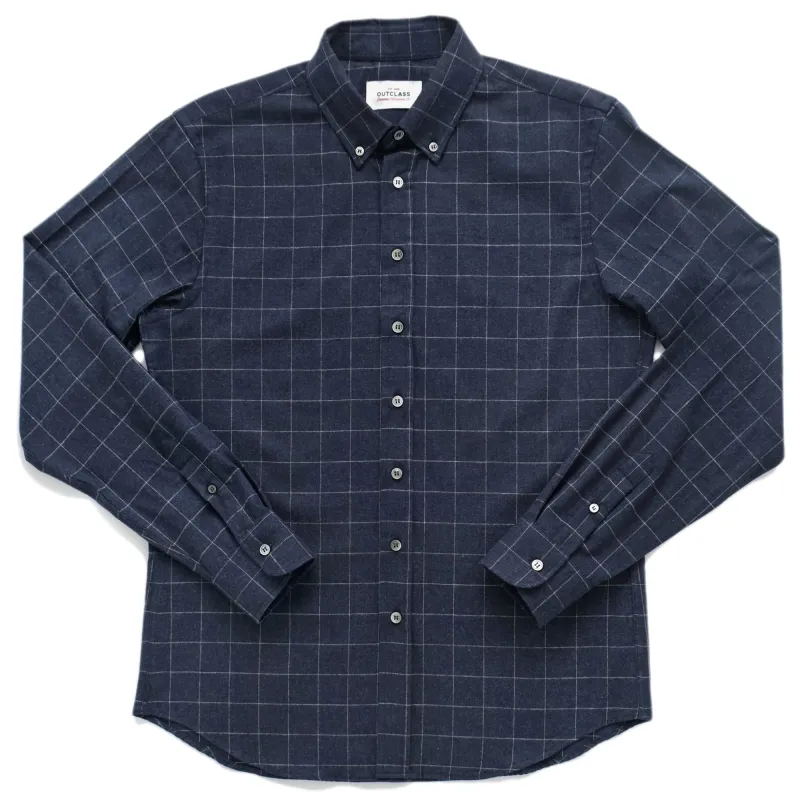 Navy Windowpane Flannel Classic Shirt sold by Outclass