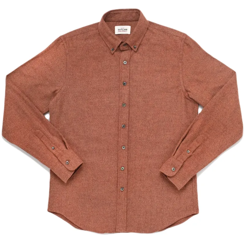 Rust Herringbone Flannel Classic Shirt sold by Outclass