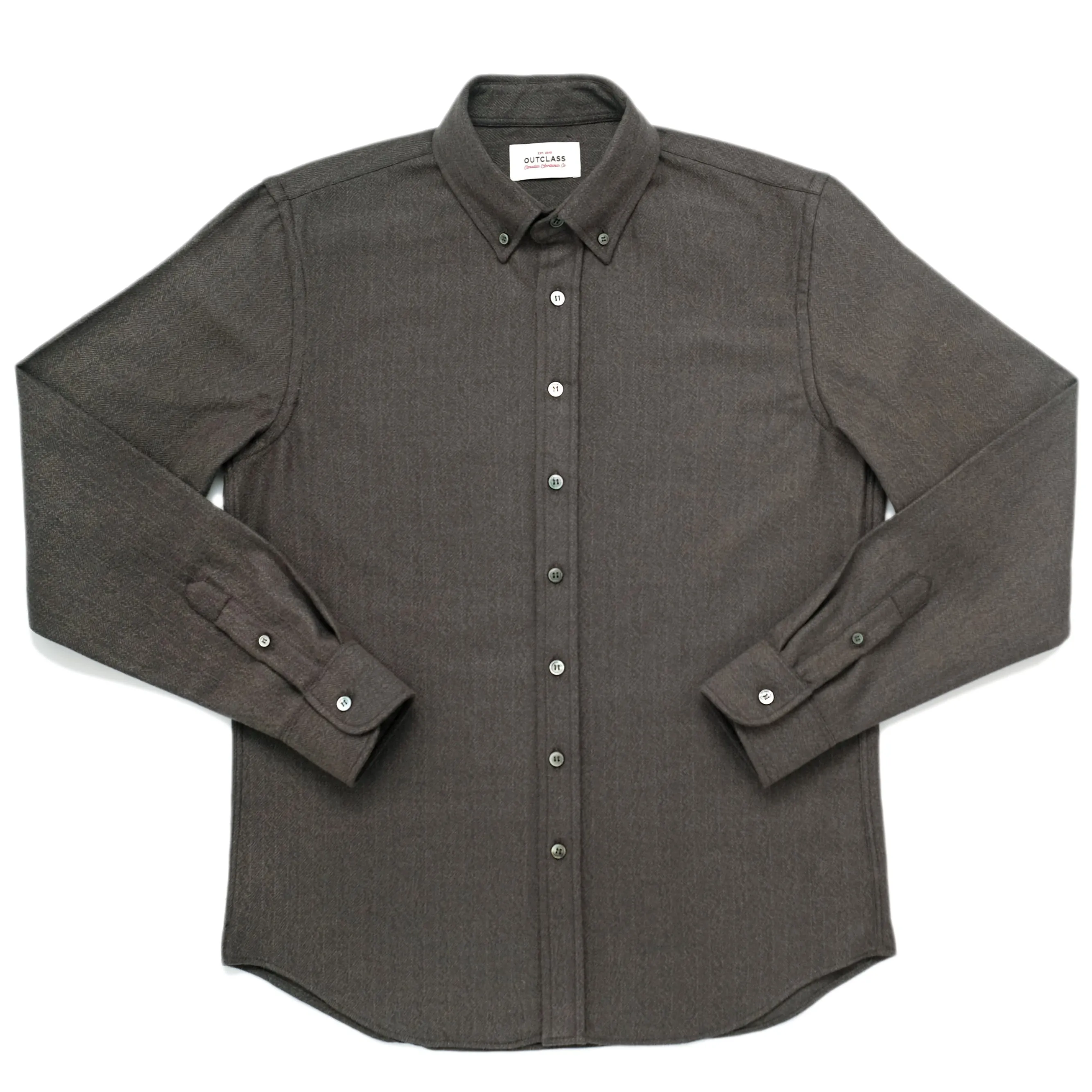 Olive Herringbone Flannel Classic Shirt sold by Outclass