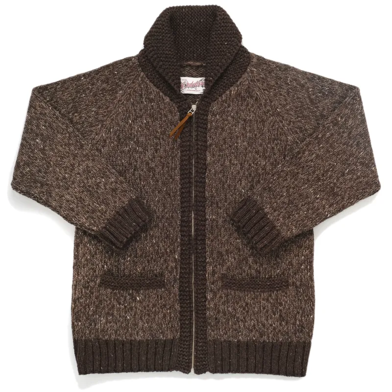 Brown Marl Zip Cardigan sold by Outclass
