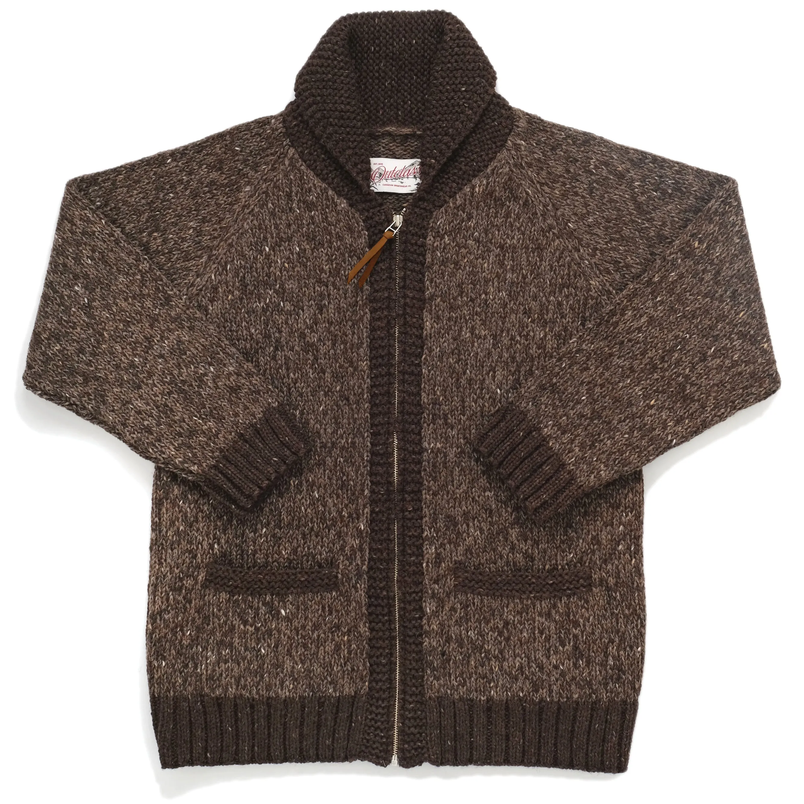 Brown Marl Zip Cardigan sold by Outclass