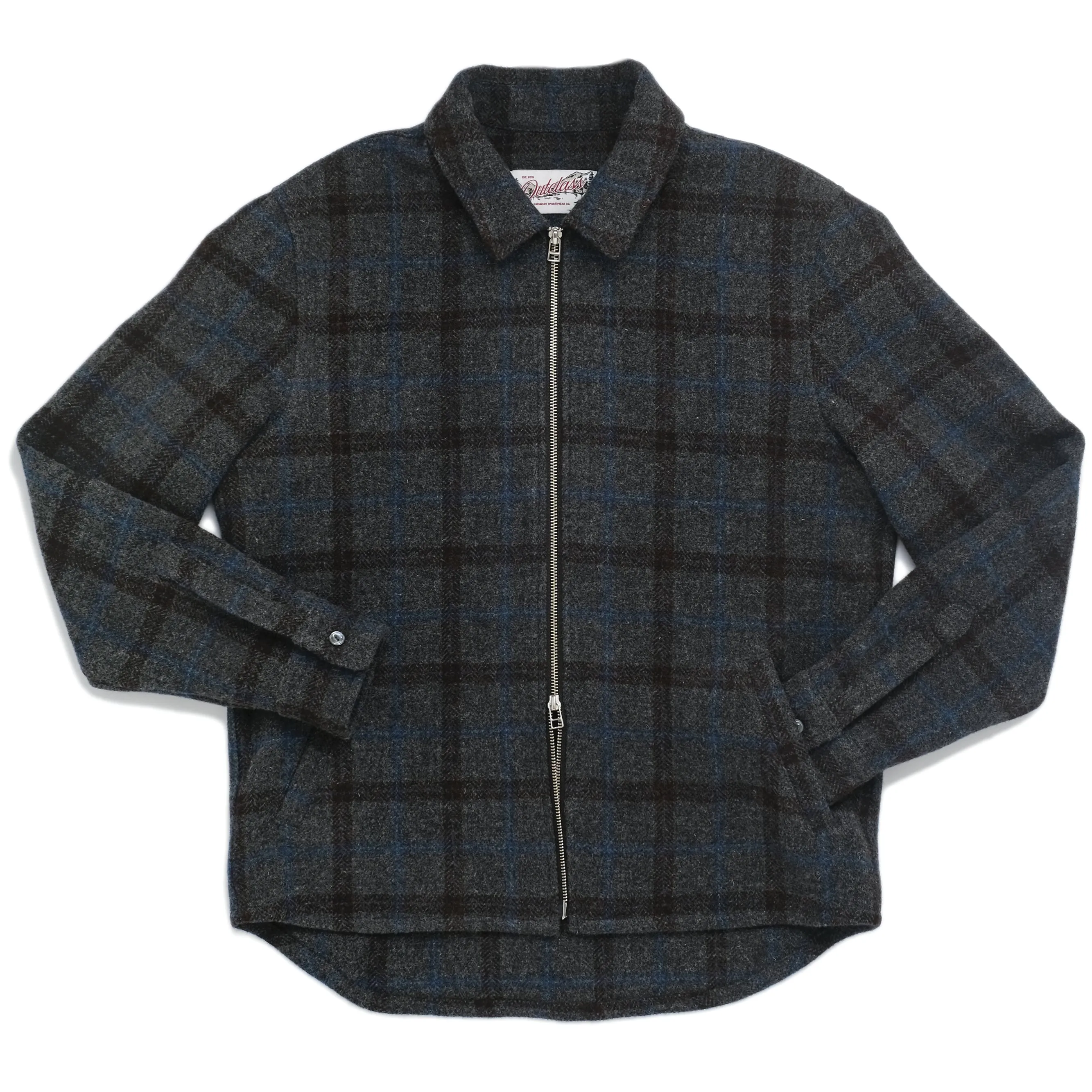 Grey Plaid Zip Overshirt sold by Outclass