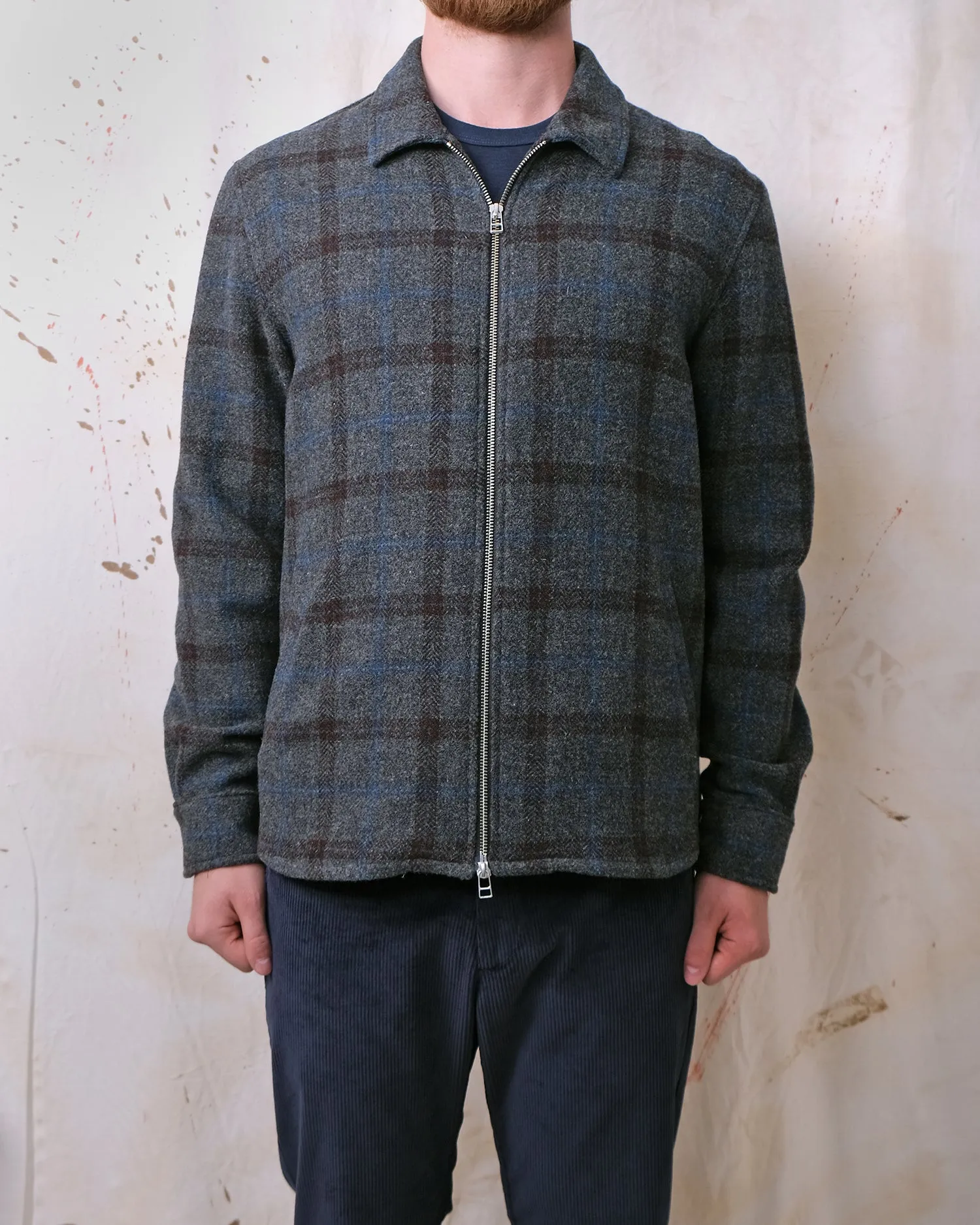 Grey Plaid Zip Overshirt sold by Outclass product image thumbnail 2