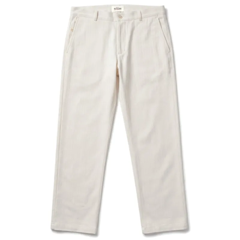 White Herringbone Engineer Pant sold by Outclass