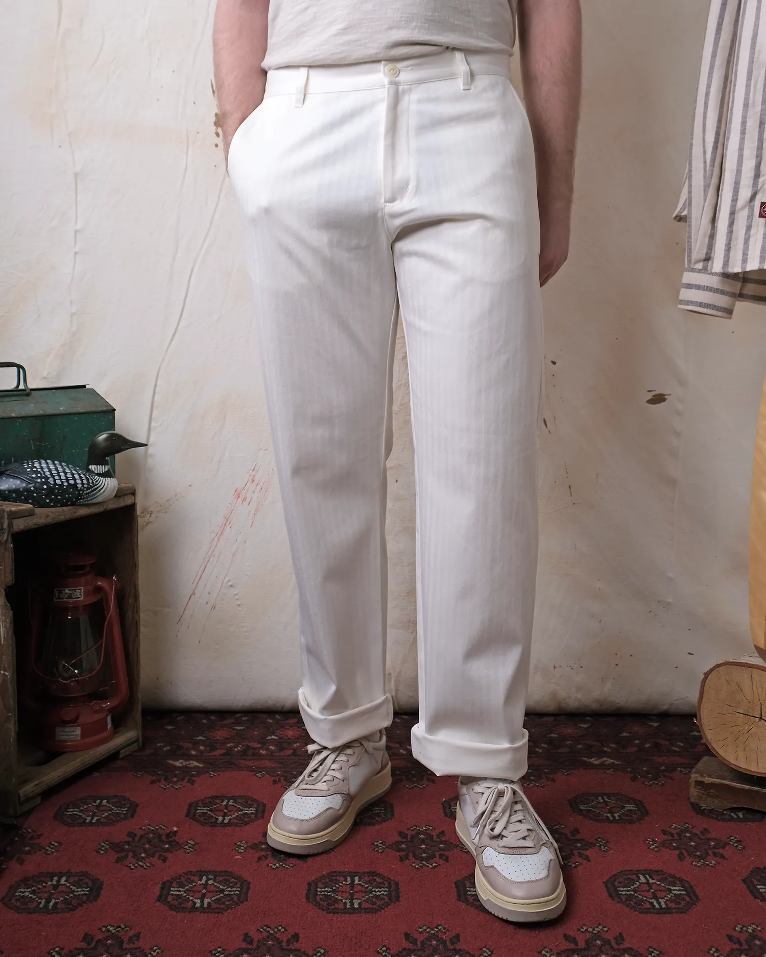 White Herringbone Engineer Pant sold by Outclass product image thumbnail 2