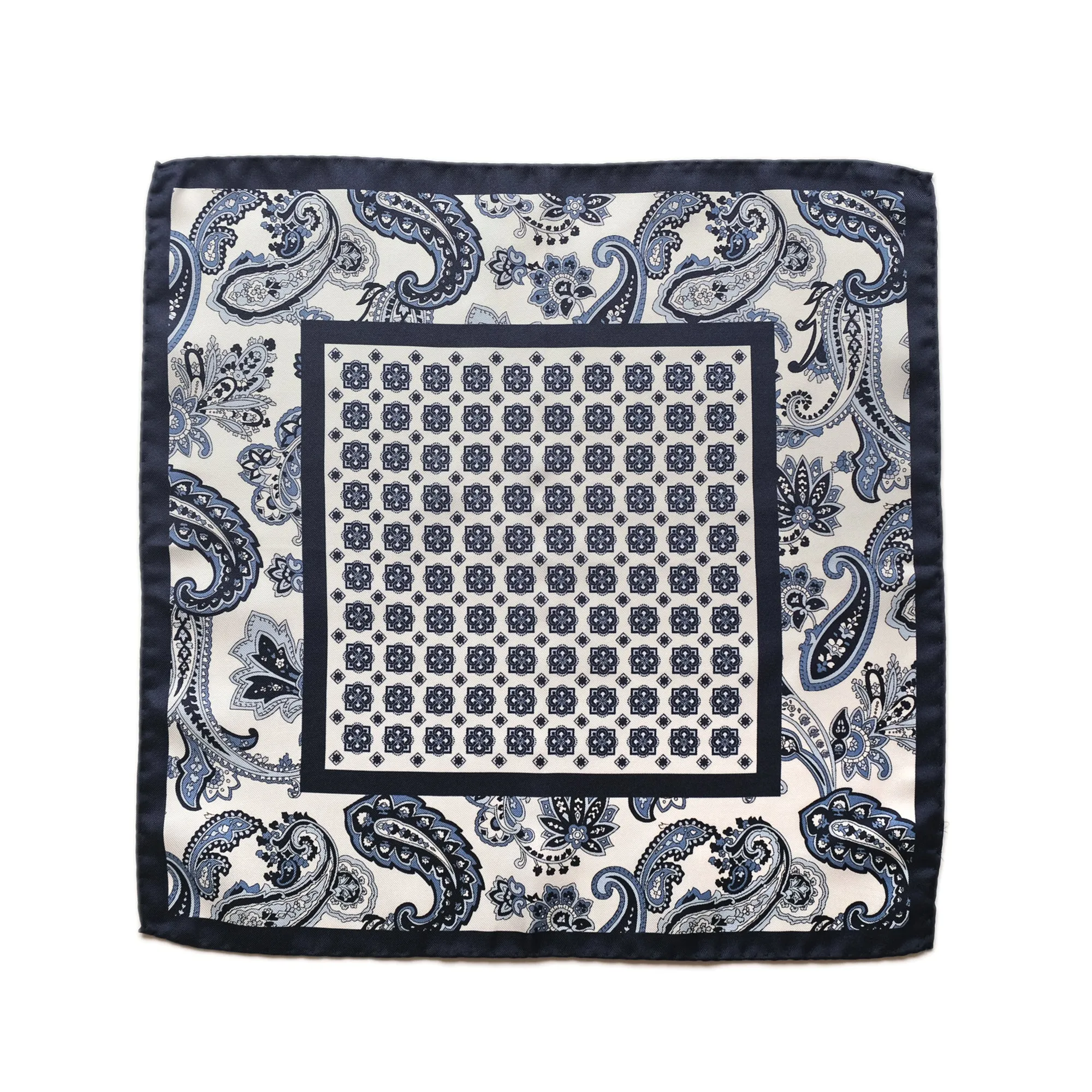 Navy Paisley Pocket Square sold by Outclass product image thumbnail 2
