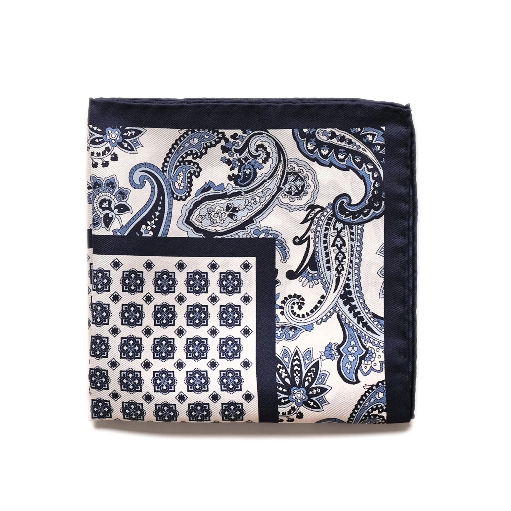 Navy Paisley Pocket Square sold by Outclass