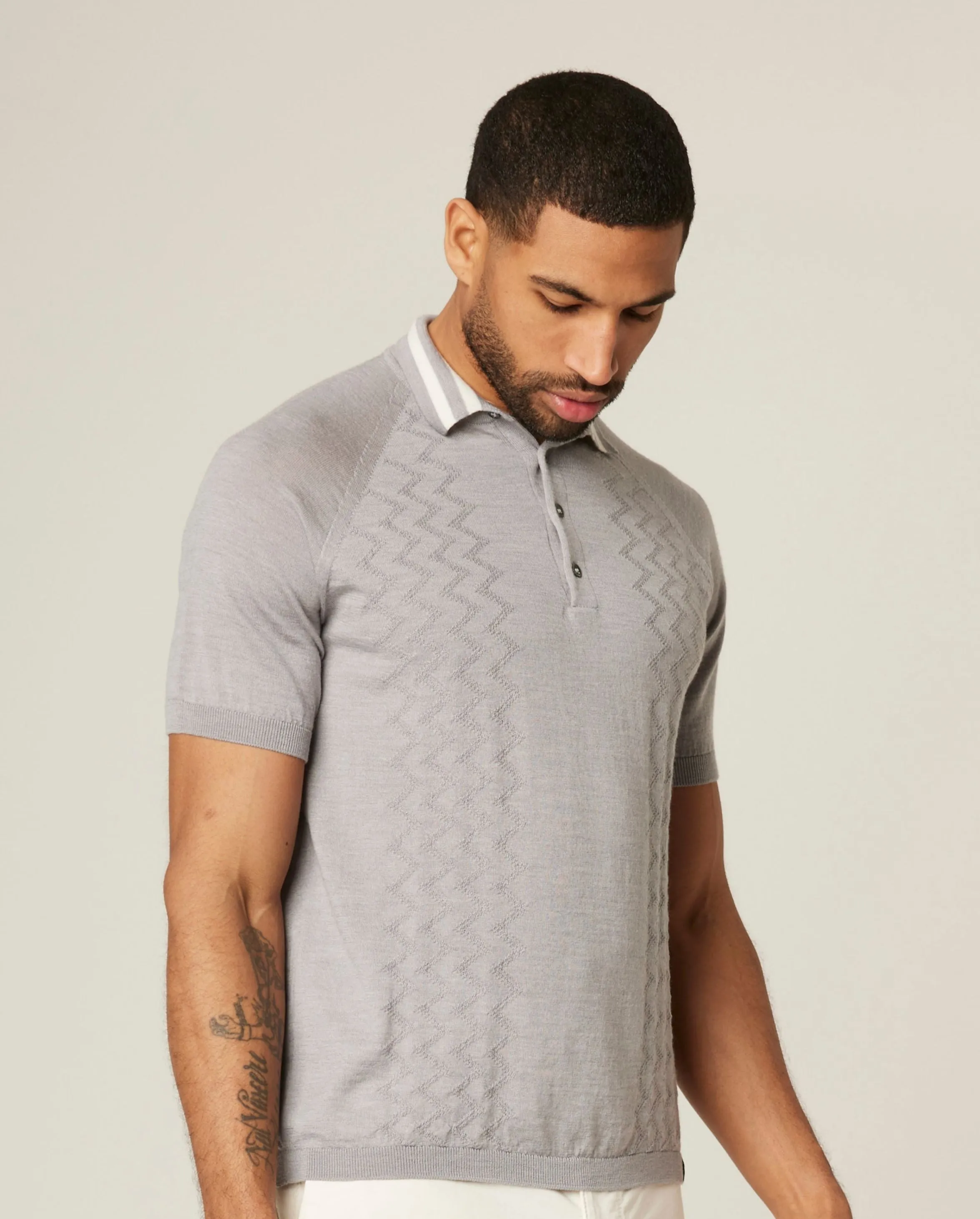 Textured Wool Polo Shirt sold by Peregrine