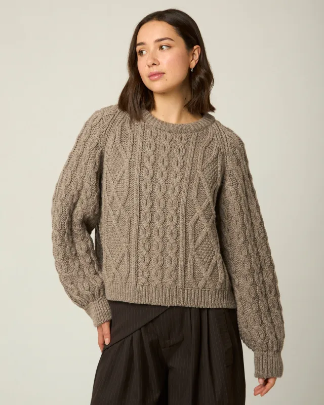 Beckett Cable Knit Crew Jumper made by Peregrine