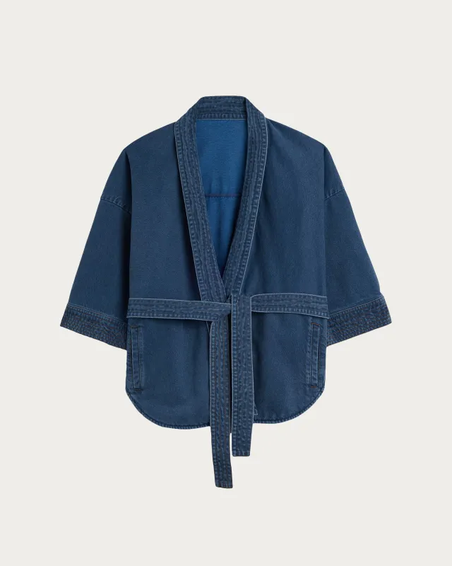 VESTE KIMONO KURA DENIM GREY-BLUE made by Homecore