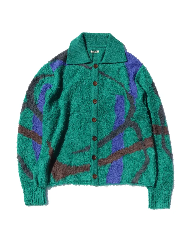 Jacquard Knit Polo Cardigan sold by Anonymous Ism