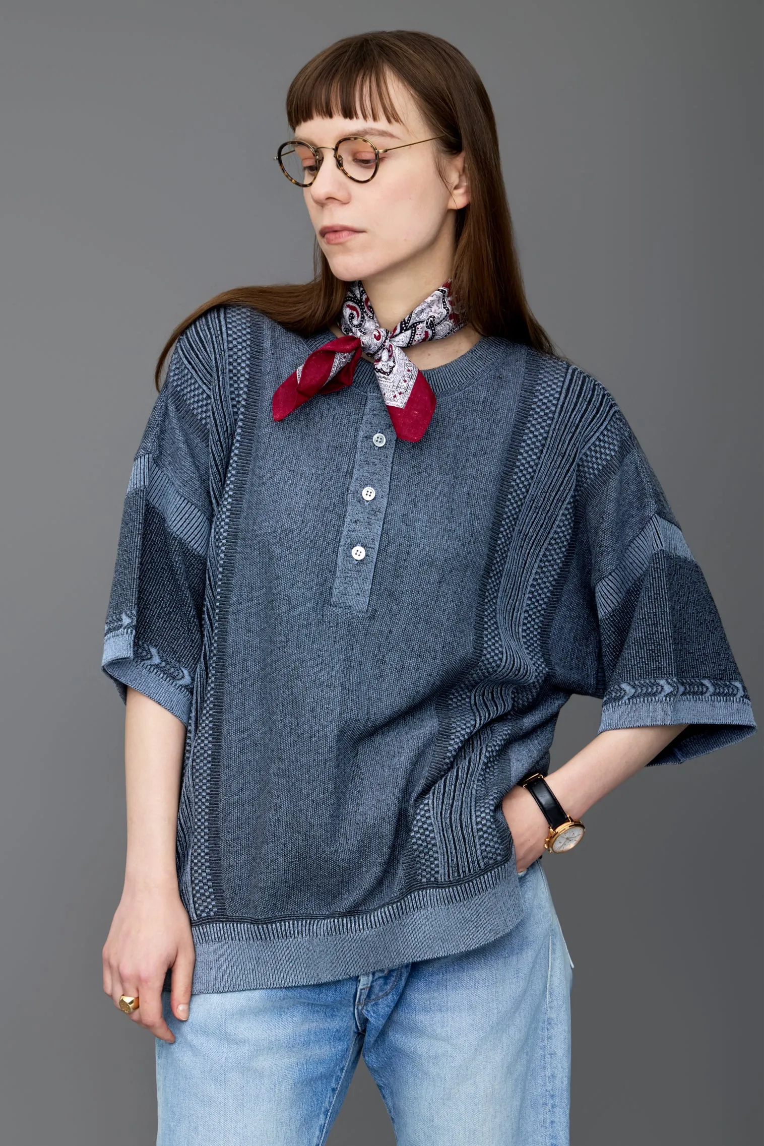 Ryokufu Henley Knit sold by Anonymous Ism product image thumbnail 5