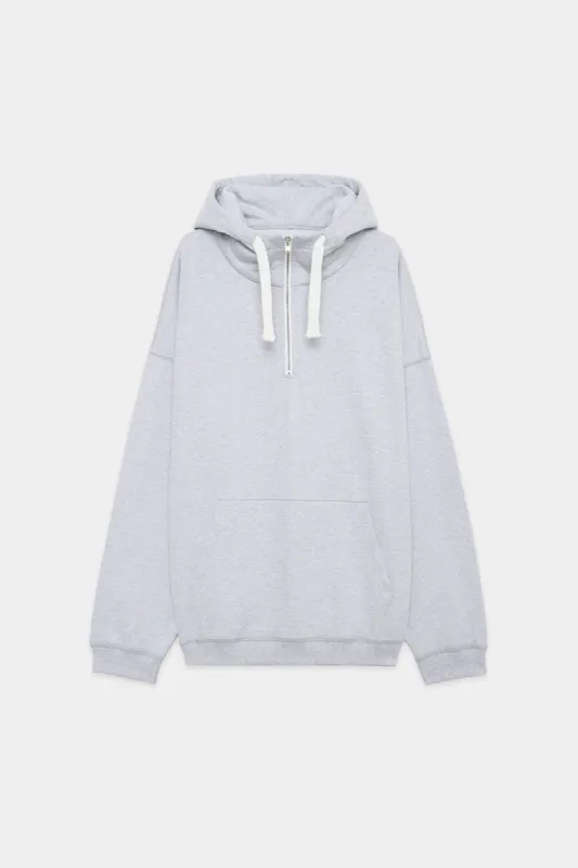 オーガニックコットンヘビー吊裏毛 / クォータージップパーカー, Ash Gray sold by MARKAWARE