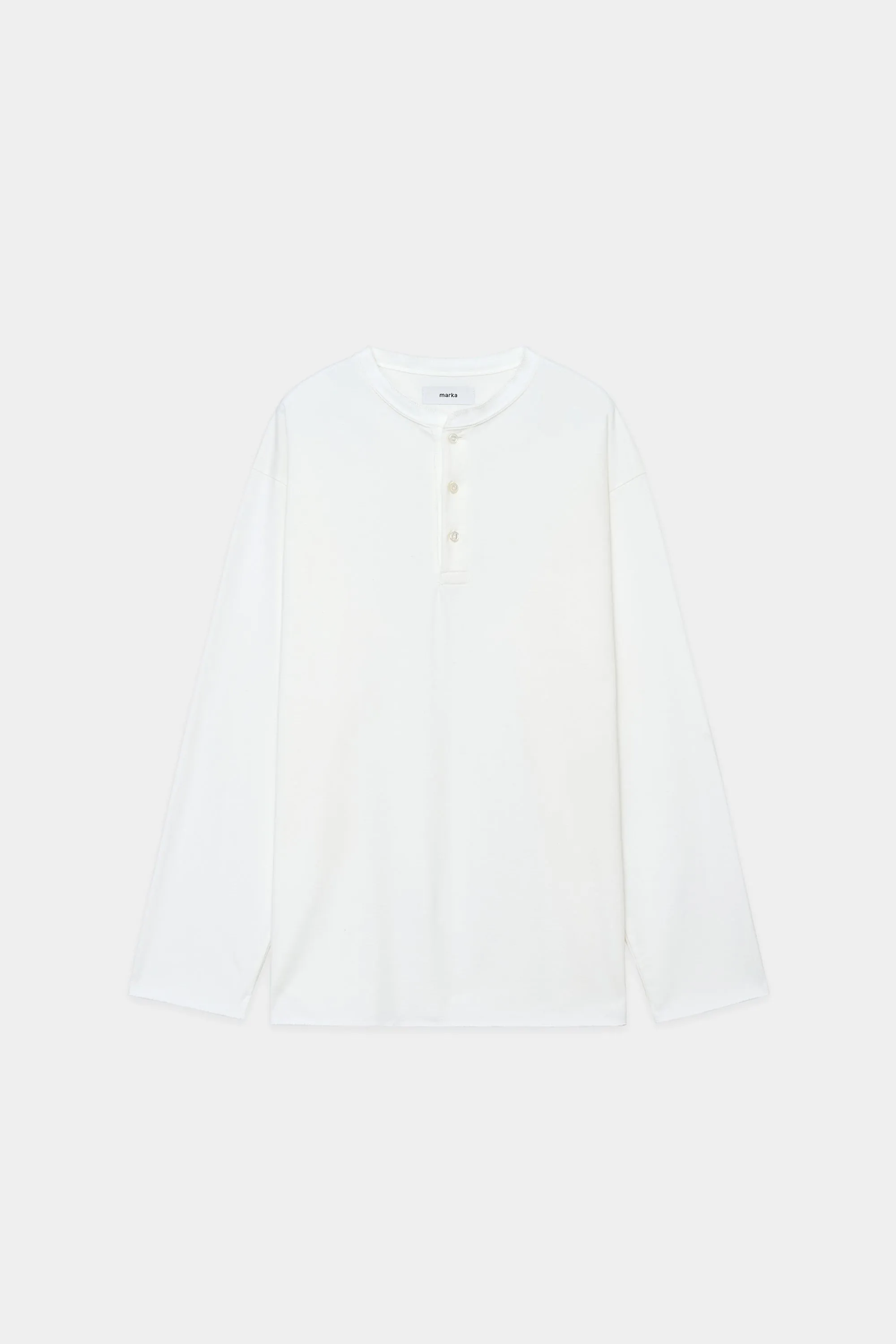 オーガニックコットン26G天竺 / ヘンリーネック TEE L/S, White sold by MARKAWARE