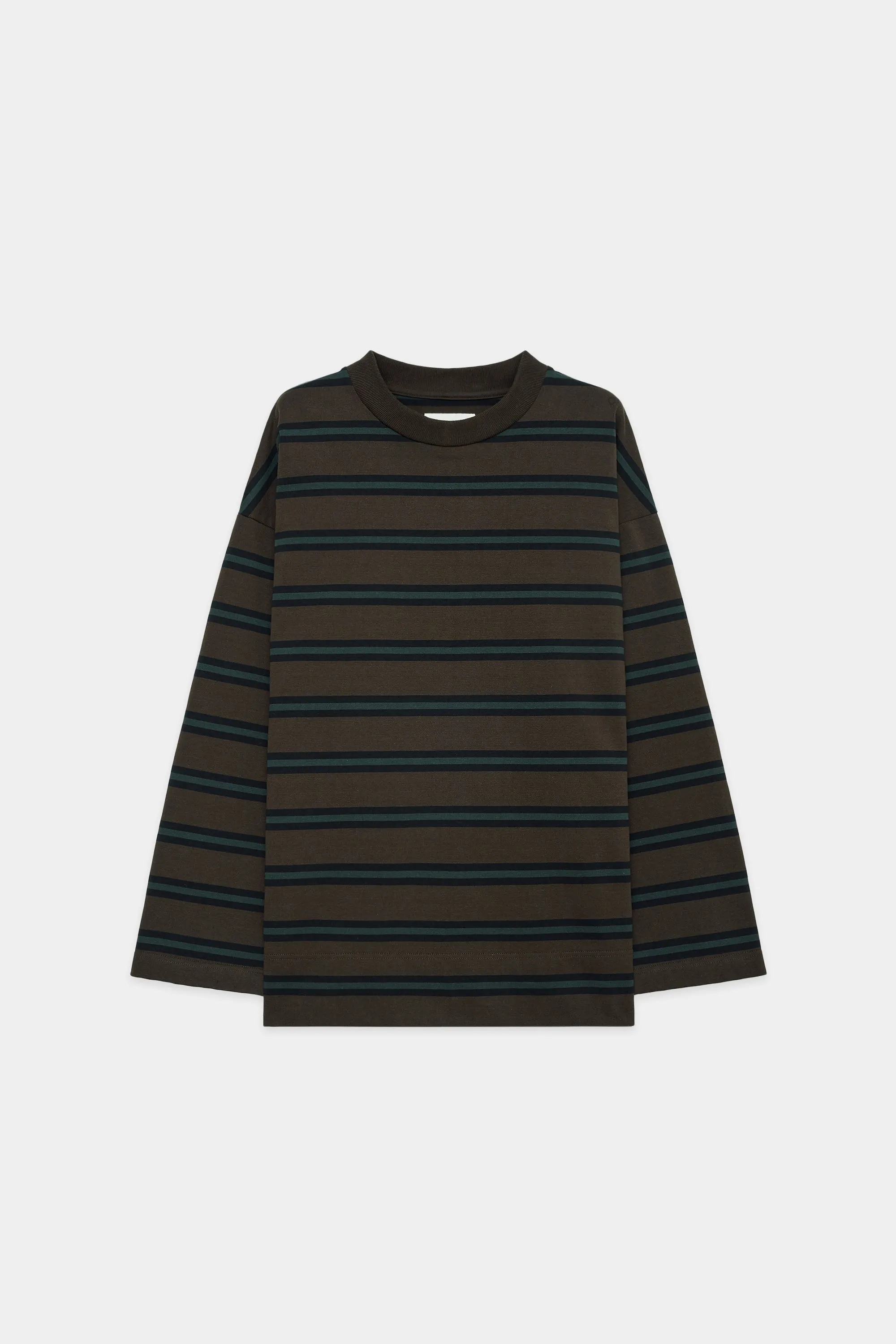 オーガニックコットン20//1ボーダー / ボックスTee ロングスリーブ, Khaki Stripe sold by MARKAWARE