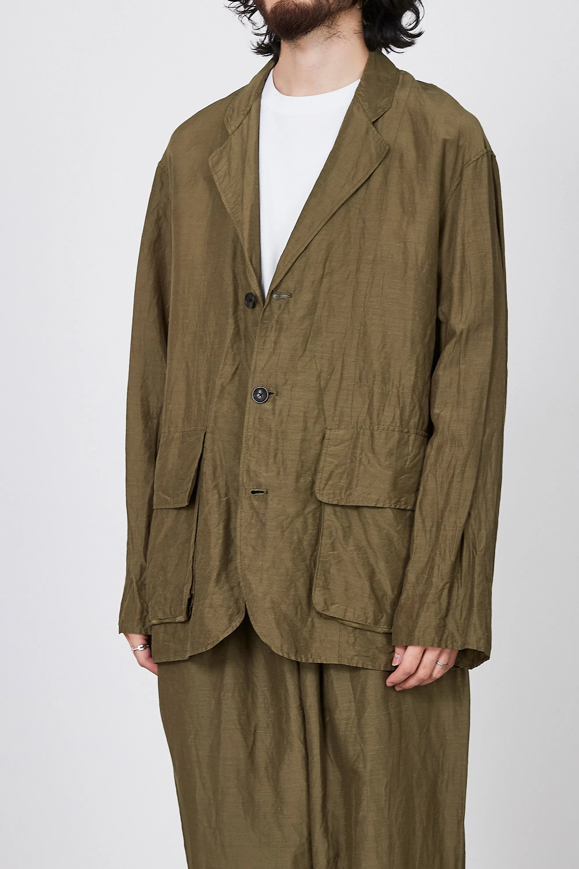 キュプラ リネン ネップクロス フィールドマン ジャケット, Olive Khaki sold by MARKAWARE product image thumbnail 2