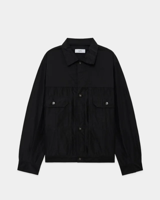 オーガニックコットンシルク高密度タイプライター / PARKING別注TYPE-2トラッカージャケット, Black sold by MARKAWARE