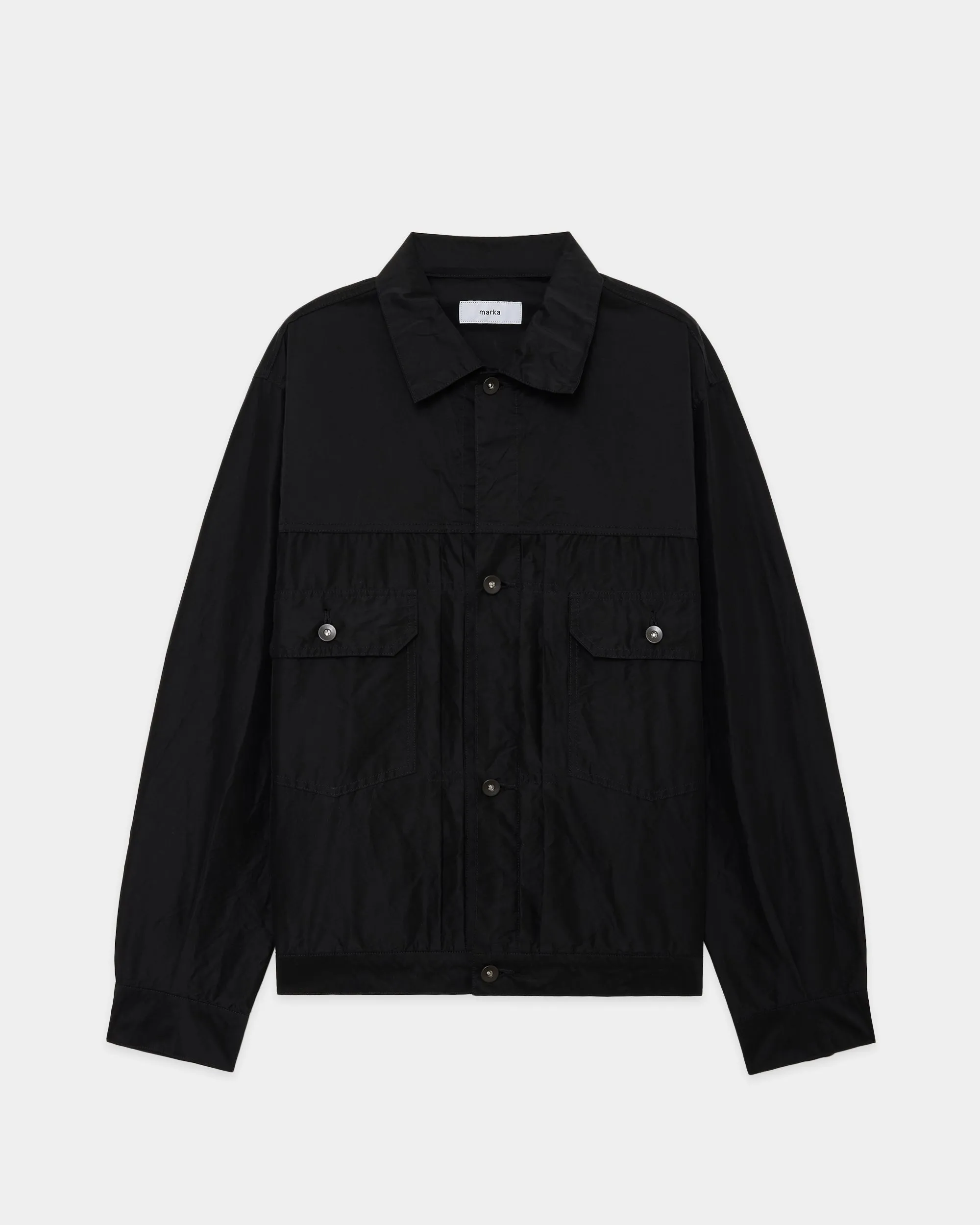 オーガニックコットンシルク高密度タイプライター / PARKING別注TYPE-2トラッカージャケット, Black sold by MARKAWARE