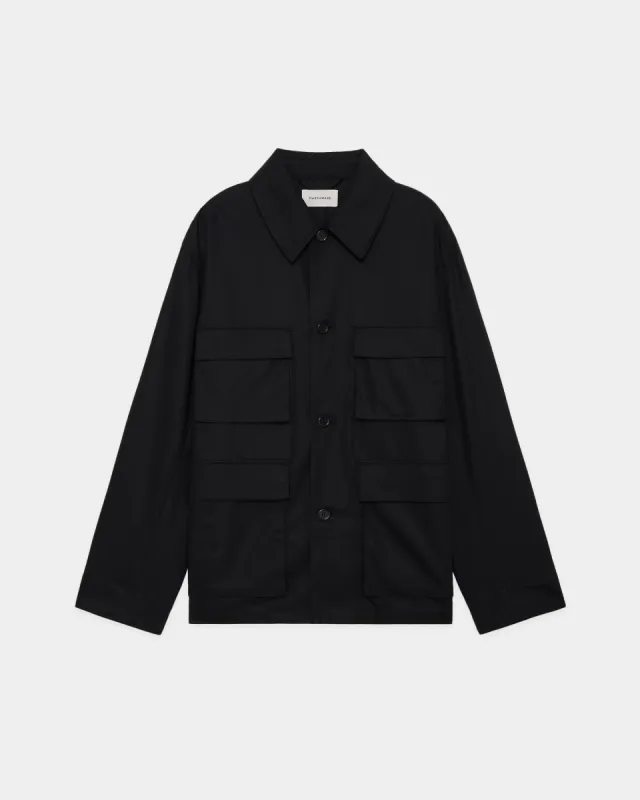 オーガニックコットン強燃ボイルツイル / 4ポケットジャケット, Black sold by MARKAWARE