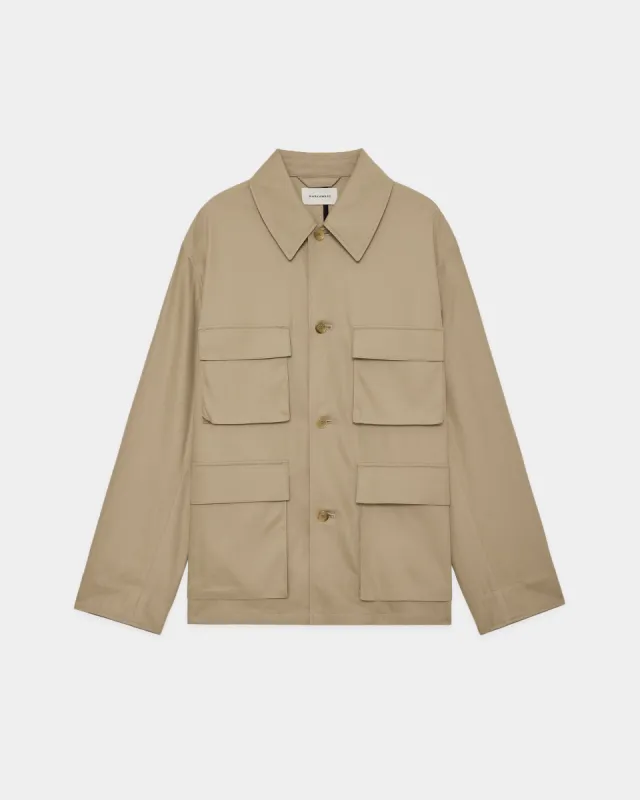 オーガニックコットン強燃ボイルツイル / 4ポケットジャケット, Khaki sold by MARKAWARE