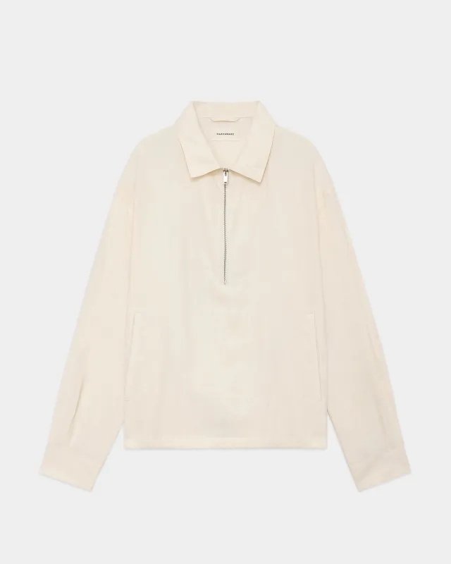 80/1ヘンプタイプライター / ハーフジップサービスジャケット, Ivory sold by MARKAWARE