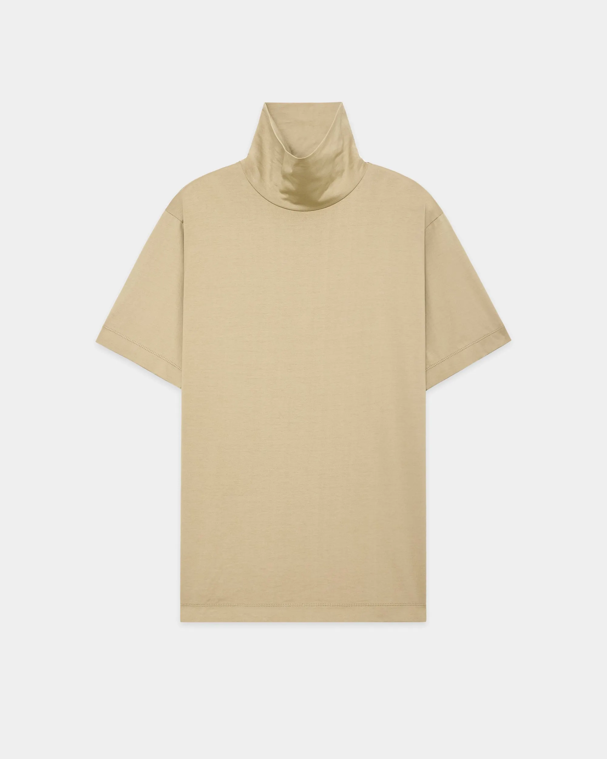 オーガニックGIZA 80/2天竺 / コンフォートフィットロールネックTee, Khaki sold by MARKAWARE