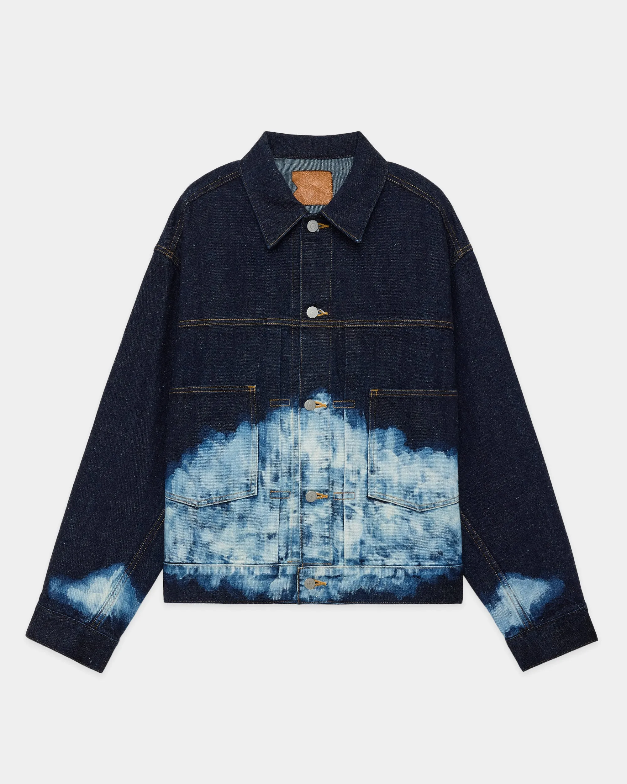 キモノデニム / ショートデニムジャケット, Indigo Cloudy Bleaching sold by MARKAWARE