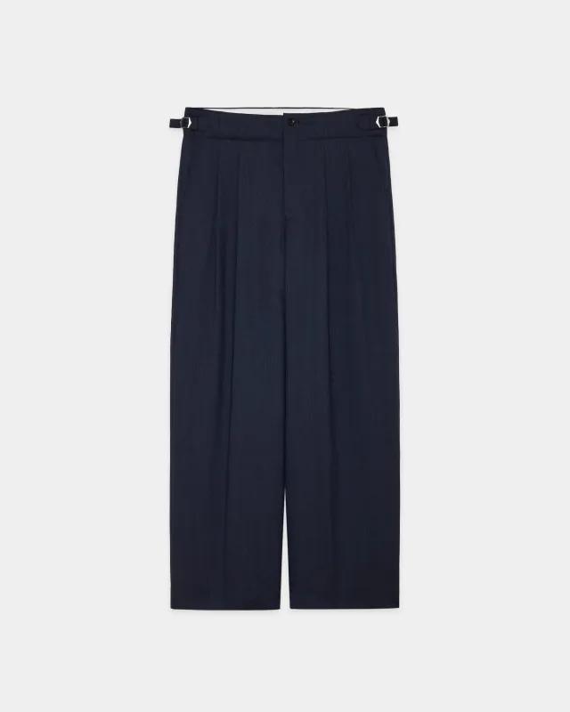 ウールトロピカルメランジ / 2タックミリタリートラウザーズ, Dark Navy sold by MARKAWARE