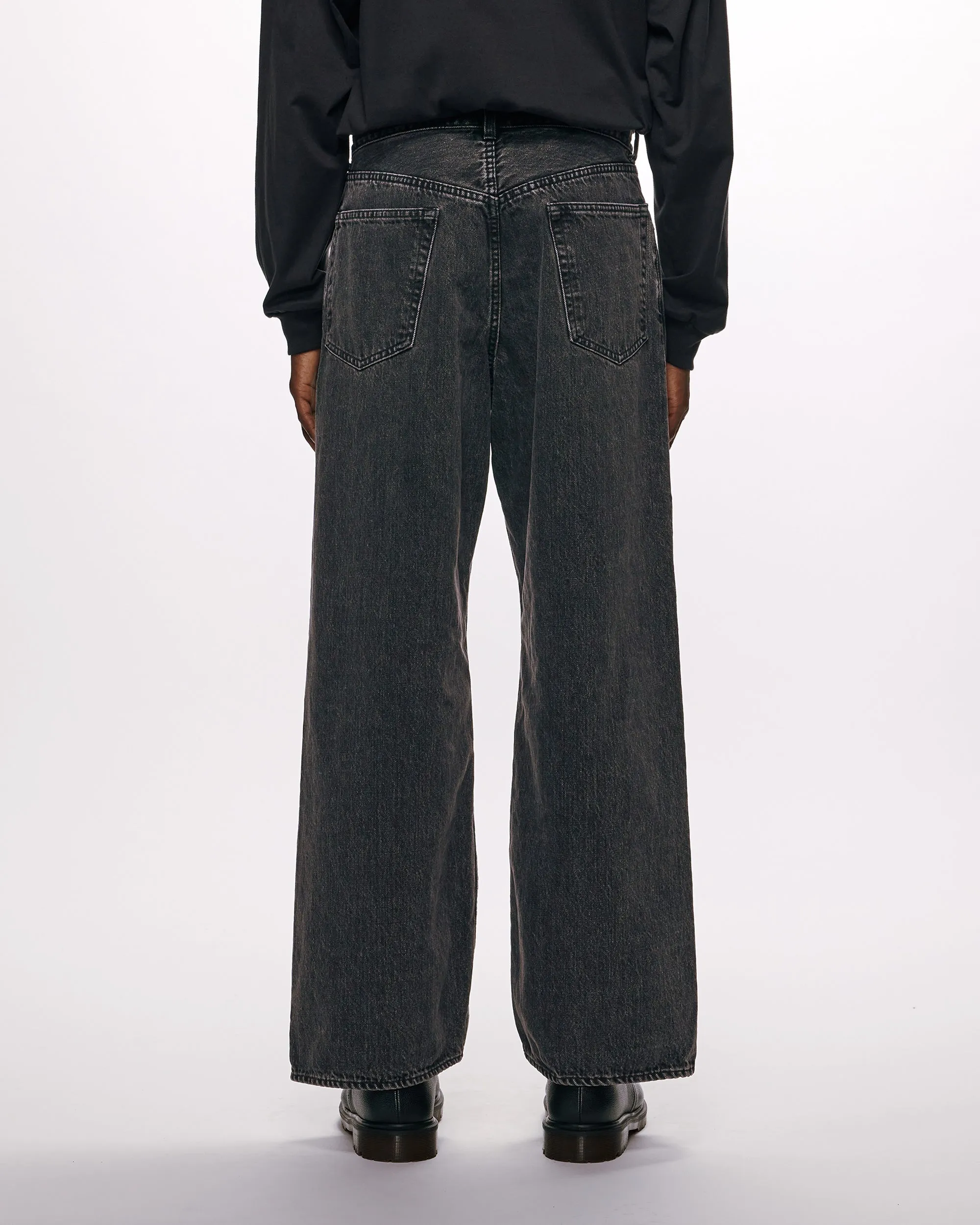 オーガニックコットン 13.5oz セルビッチデニム / ワイドレグジーンズ, Faded Black sold by MARKAWARE product image thumbnail 3