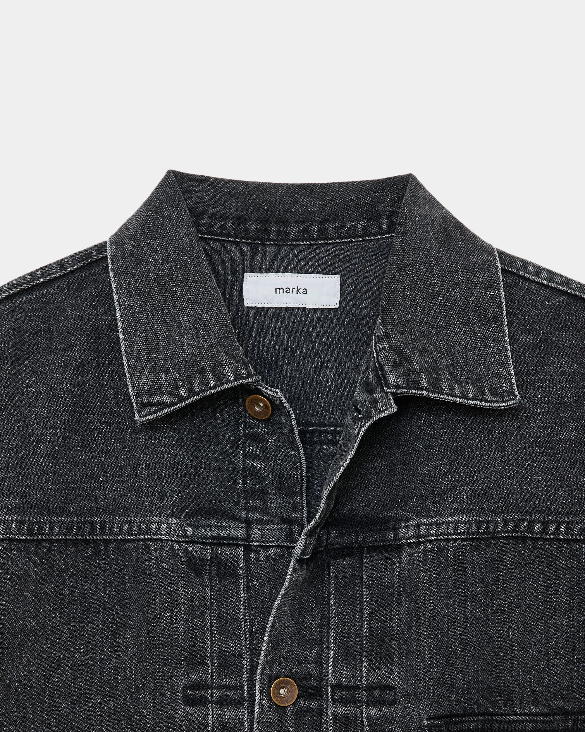 オーガニックコットン 13.5oz セルビッチデニム / TYPE-1 デニムジャケット, Faded Black sold by MARKAWARE product image thumbnail 5