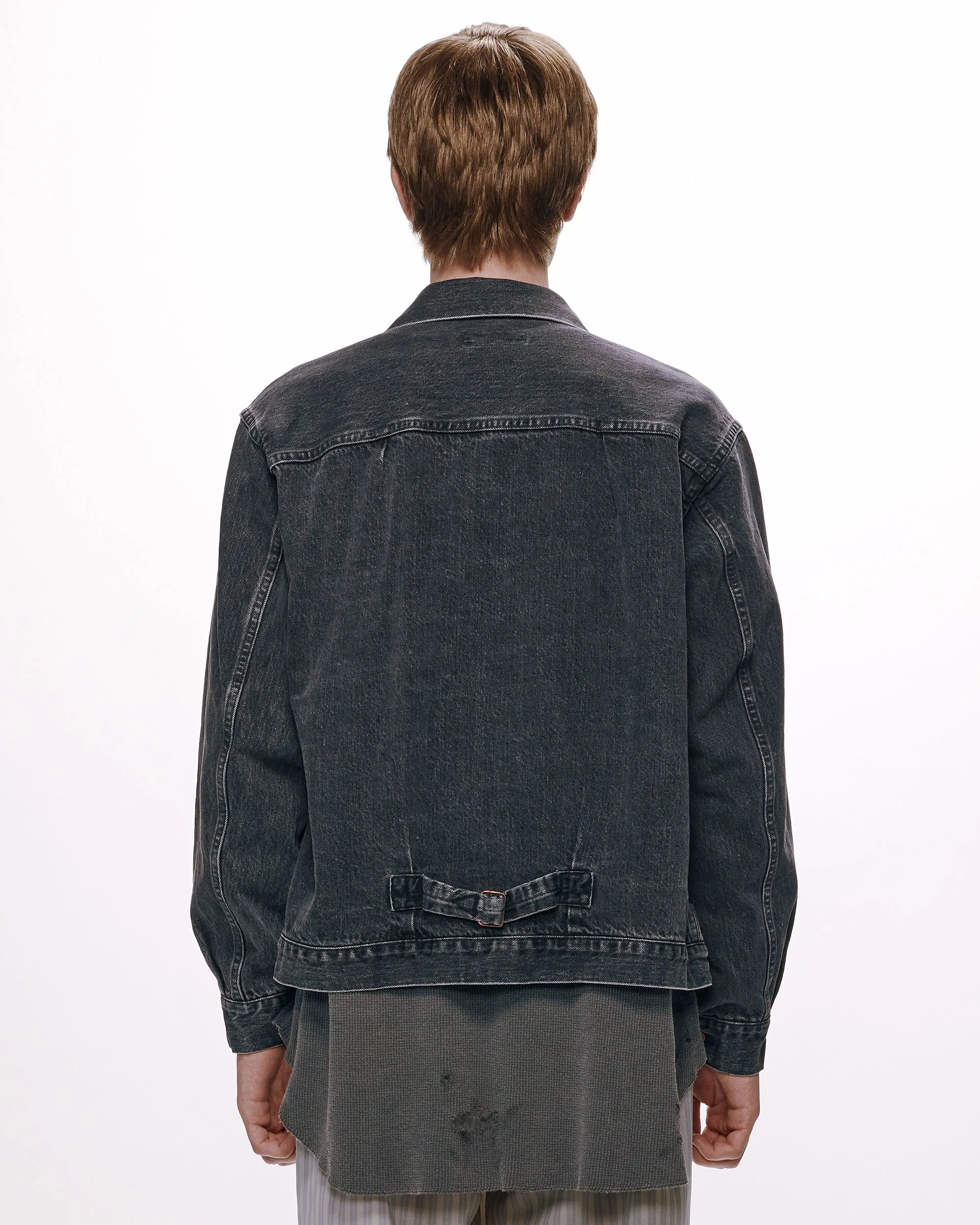 オーガニックコットン 13.5oz セルビッチデニム / TYPE-1 デニムジャケット, Faded Black sold by MARKAWARE product image thumbnail 3