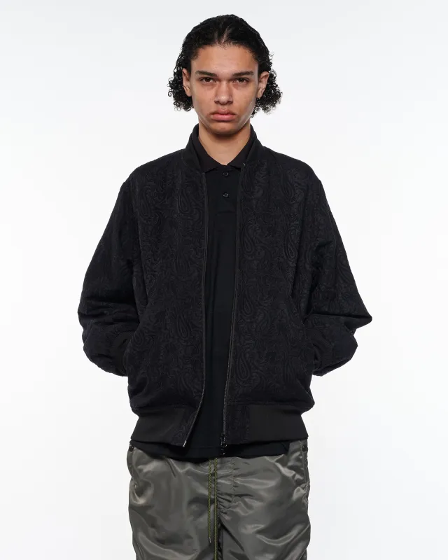 リサイクルポリエステル×リサイクルウール ペイズリージャカード / ボンバージャケット, Dark Navy sold by MARKAWARE