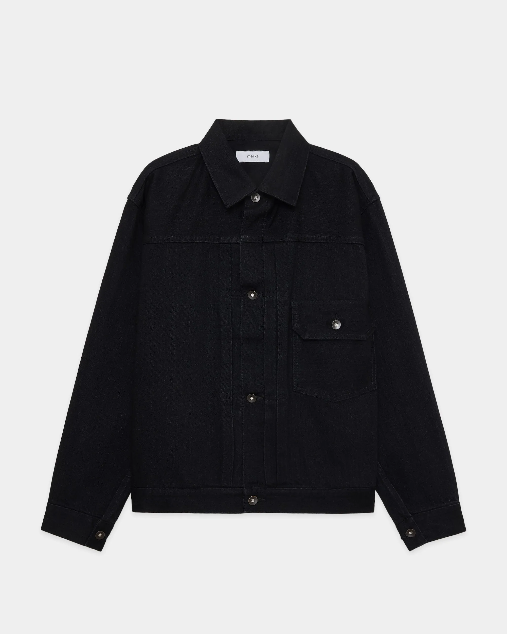 【PARKING別注】 オーガニックコットン 13.5oz セルビッチデニム / Type-1 デニムジャケット, Black sold by MARKAWARE