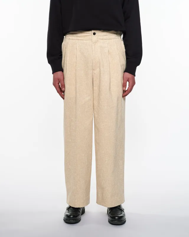 オーガニックコットン8Wコーデュロイ / 2タックミリタリートラウザーズ, Ivory sold by MARKAWARE