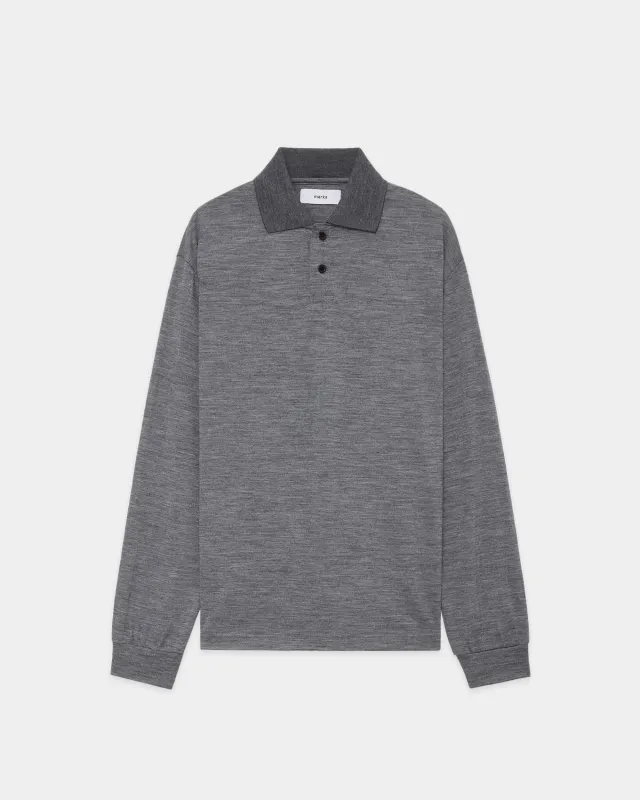 ウォッシャブルウール天竺 / 2ボタンポロL/S Tee, Top Gray sold by MARKAWARE