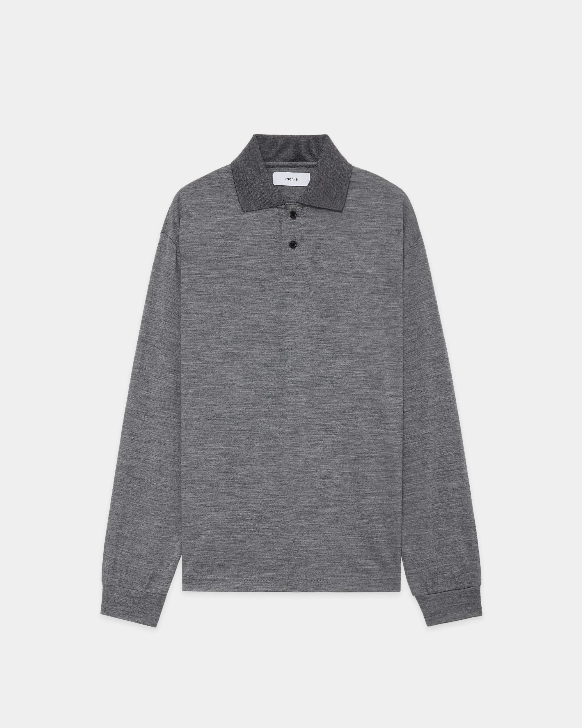 ウォッシャブルウール天竺 / 2ボタンポロL/S Tee, Top Gray sold by MARKAWARE