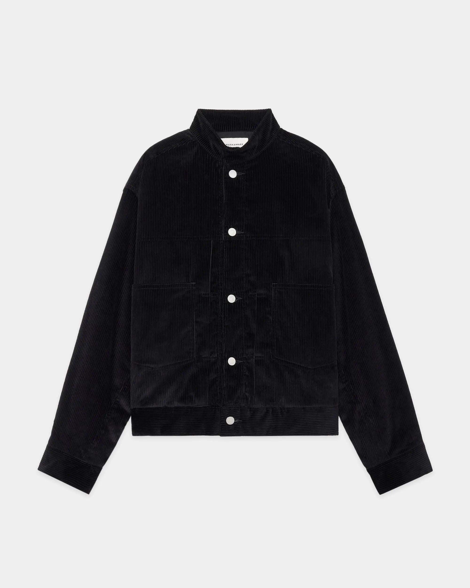 オーガニックコットン 6W コーデュロイ / パフドマンダリンカラーワークジャケット, Black sold by MARKAWARE
