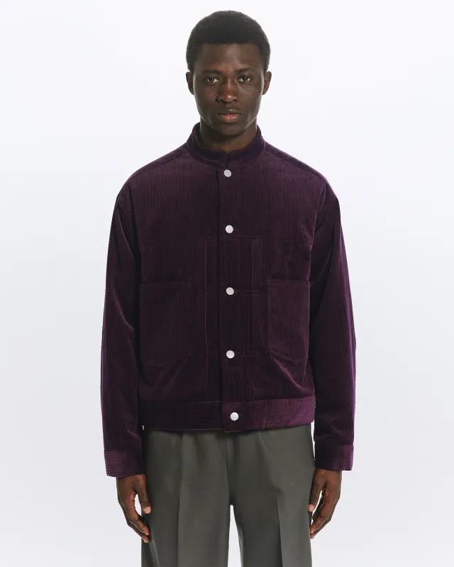 オーガニックコットン 6W コーデュロイ / パフドマンダリンカラーワークジャケット, Purple sold by MARKAWARE