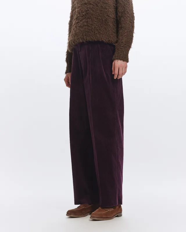 オーガニックコットン 6W コーデュロイ / クラシックフィットダブルプリーテッドトラウザーズ, Purple sold by MARKAWARE
