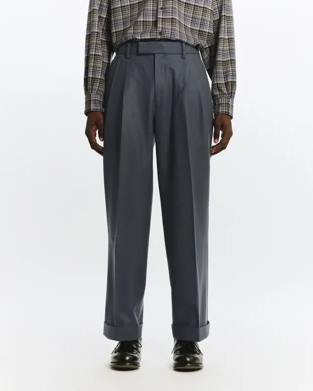 2/80 オーガニックウールフランネル / ダブルプリーテッドワイドトラウザーズ, Forest Gray sold by MARKAWARE