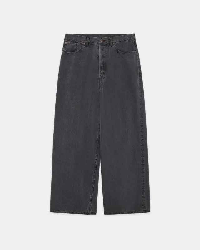 オーガニックコットン12ozデニム / バギージーンズ, Faded Black made by MARKAWARE