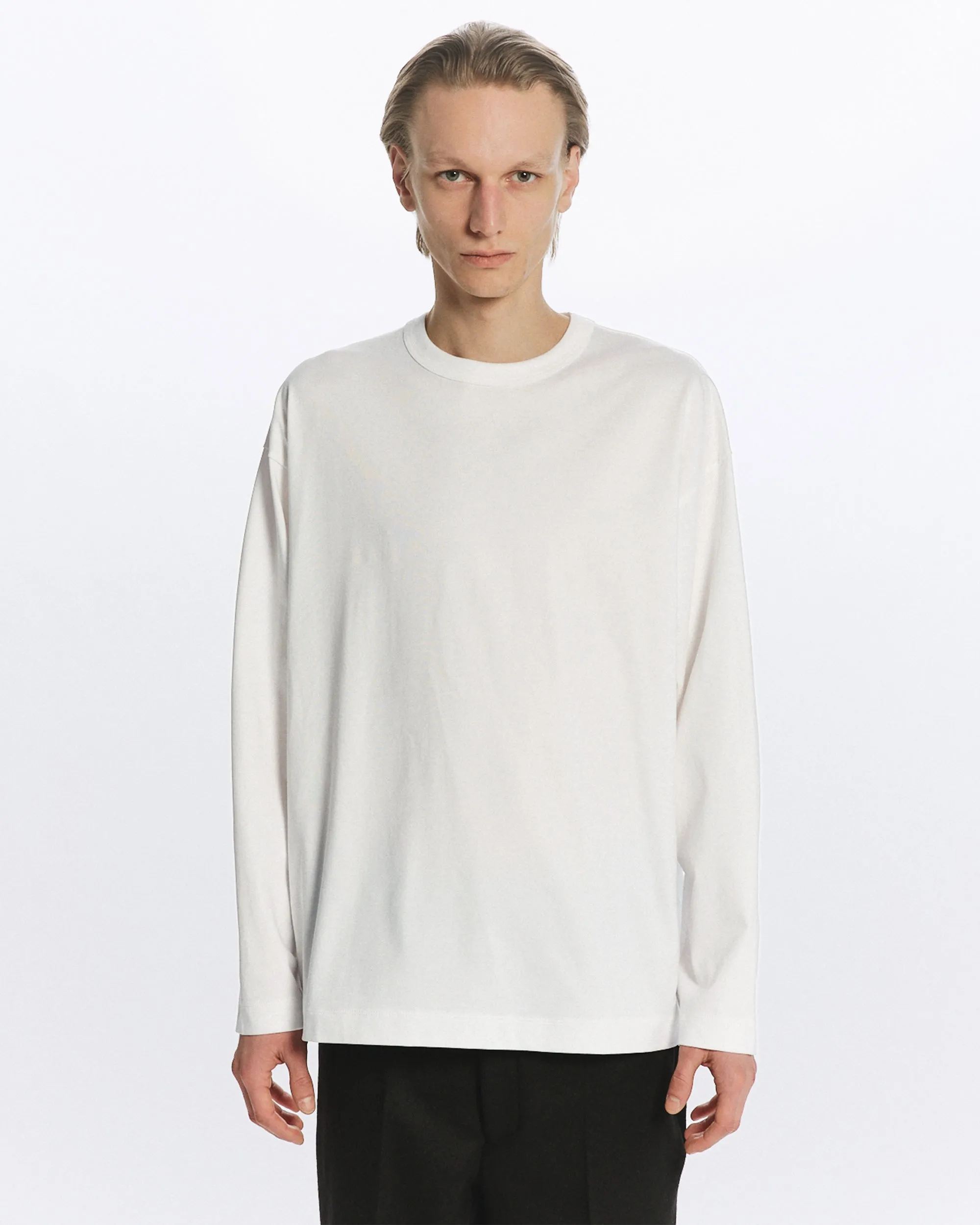 オーガニックGIZA 60/3 サバイバル天竺 / コンフォートフィットL/S Tee, White sold by MARKAWARE