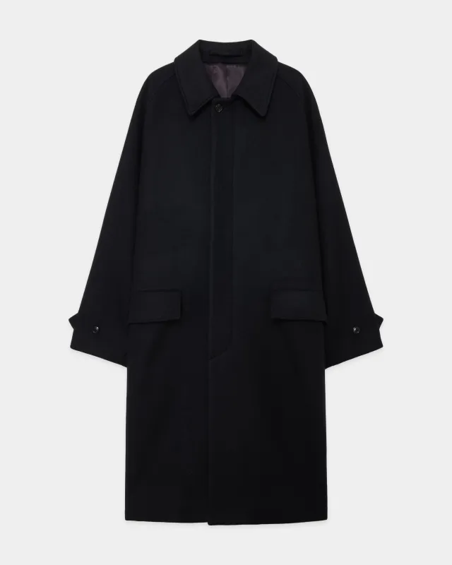 【ARKnets別注】 ウールシルクカシミヤライトビーバー / ラグランスリーブコート, Black sold by MARKAWARE