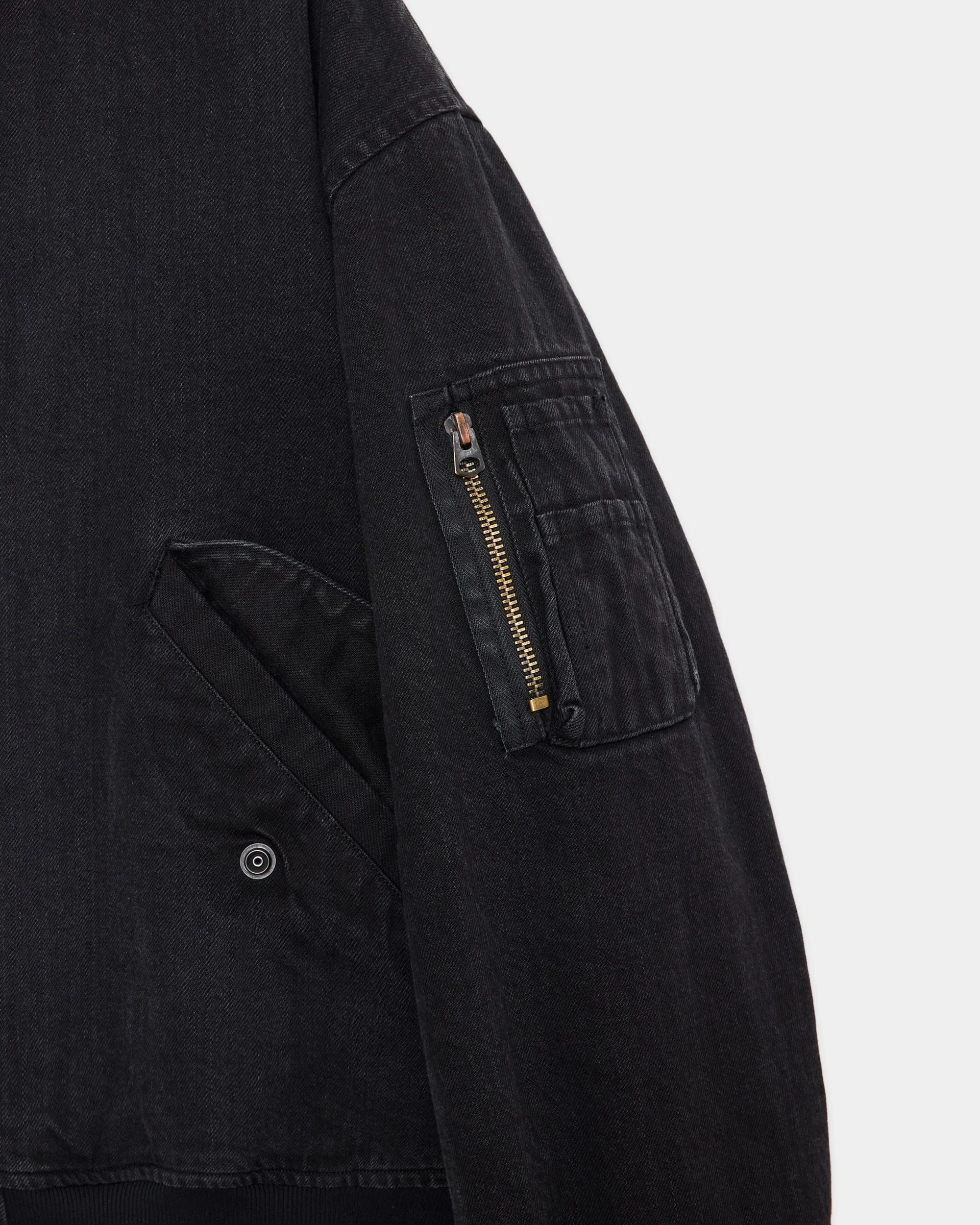 オーガニックコットン12ozデニム / パフドデニムボンバージャケット, Black sold by MARKAWARE product image thumbnail 2